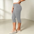 thumbnail image 4 of Szhihuiw Leggings for Women Plus Size Fashion Side Slit High Waisted Capri Pants Casual Womens Trousers with Pockets, 4 of 8
