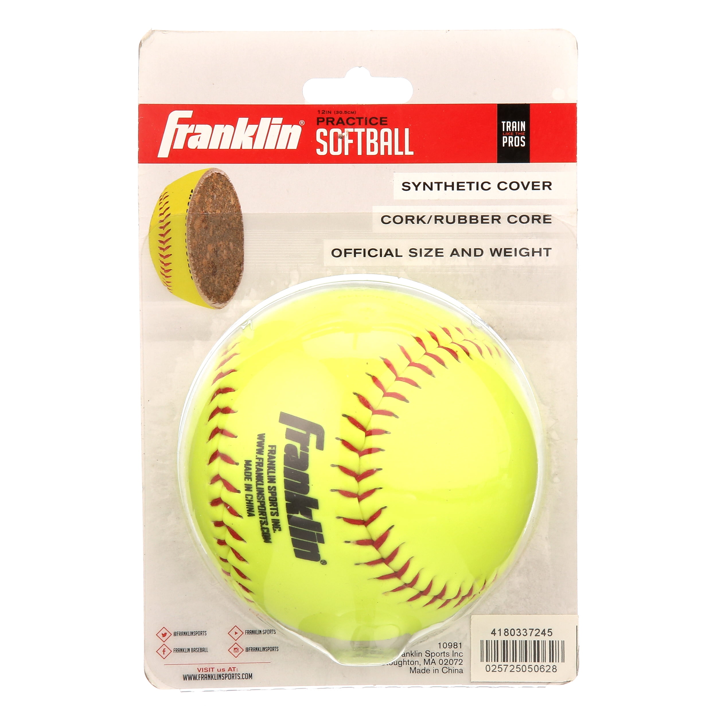 (4 pack) Franklin Sports 12\" Official League Softball - Official Size & Weight