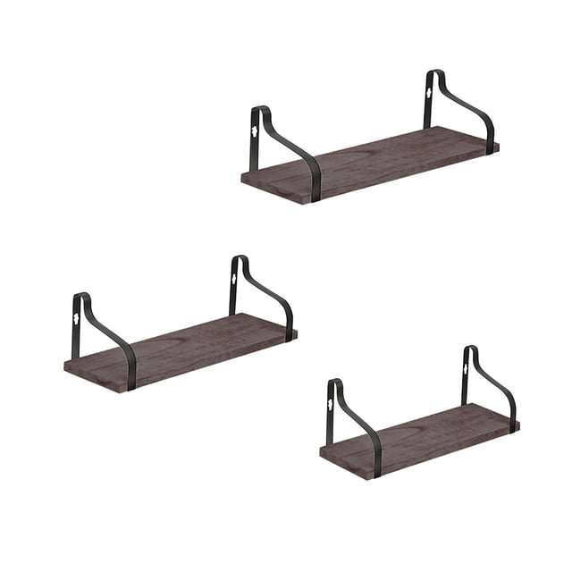 XWSHYW Almacenamiento de Ropa y Guardarropa Juego de 3 Estantes Flotantes para Pared, Estantes de Madera para Almacenamiento En La Pared