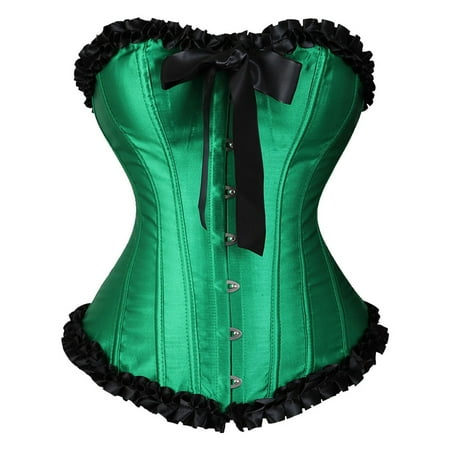 YOTMKGDO Shapewear Tummy Control  Women S Lace Up Boned Overbust Corset Bustier Lingerie Bodyshaper Top (#1 Green  XL)