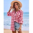 thumbnail image 5 of Zeagoo Womens Flannel Shirts Long/Roll Up Sleeve Collared Button Down Plaid Shirt Casual Work Tops, 5 of 6