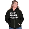 thumbnail image 3 of Worlds Okayest Grandma Funny Cute Womens Plus Size Graphic Zipper Hoodie Brisco Brands 3X, 3 of 5