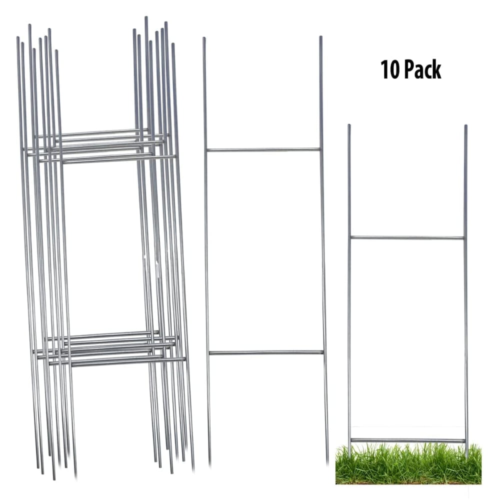 Heavy Duty Metal Wire Yard Stakes for Yard Sign, 10 x 30in H Frame, 10 Pack