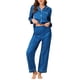 thumbnail image 1 of Conjuntos de pijama de satén para mujer INSPIRE CHIC, camisetas de manga larga y pantalones, 2 piezas, ropa de casa, XL, azul, 1 of 6
