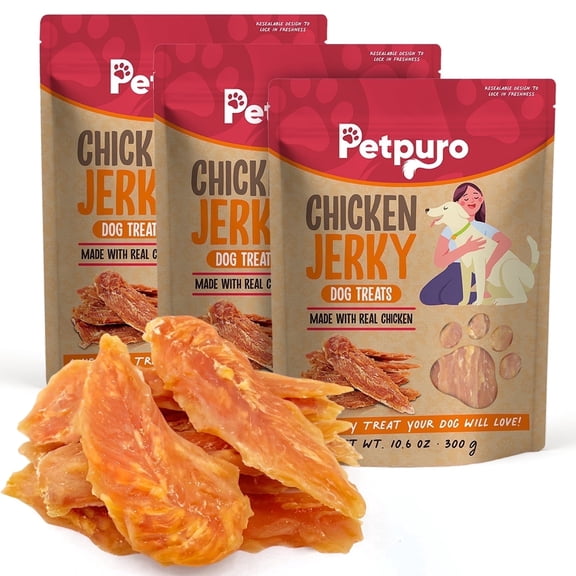 Chicken Jerky Dog Treats, Grain-Free Chewy Strips for Small Medium Large Dogs, 2 Pound