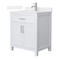 Beckett 30" White Single Vanity & White Quartz Top (1-Hole) & Nickel Trim
