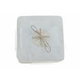 thumbnail image 4 of Maison Concepts Drink Coasters, Heat Resistant Trivets, Table Protection, Stylish Accessories, Marble, White 4Pc White Marble Square Coaster W/ Snowflake Brass Inlay (4X4"), Dimensions: 4L X 4W X 1H, 4 of 4