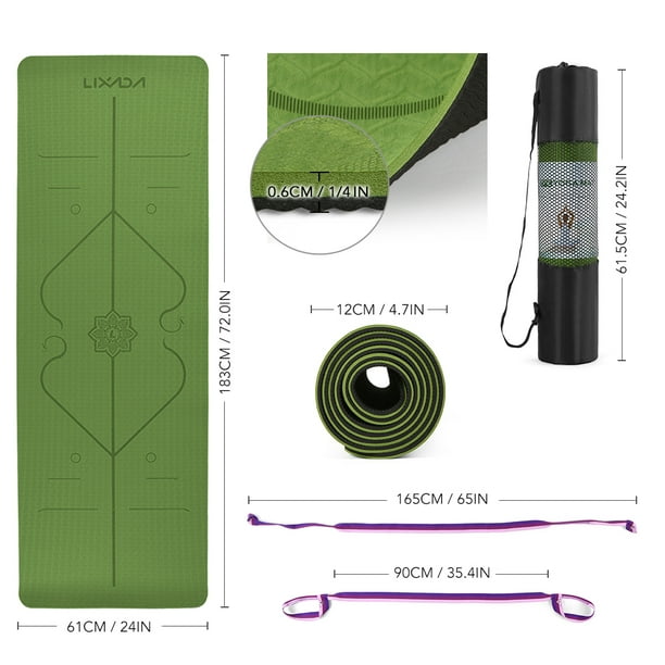 Yoga Mat, Non Slip Anti-Tear 1/4 Thick 72x24 TPE Eco Friendly, Pilates,  Home Workout, Exercise, & Fitness Mat with Carrying Strap
