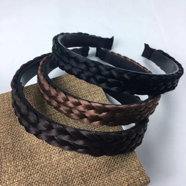 Juego de tres piezas Peluca de trenza doble de 1,8 cm de ancho Aro para el cabello Joyería coreana Trenza retorcida con dientes Aro para el cabello antideslizante Prensa para el cabello Aro para la ca