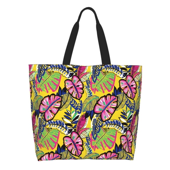 Naloa Colrful Tropical Leaves Tote Bag for Women Large Capacity Shoulder Bag for College Work Travel Shopping