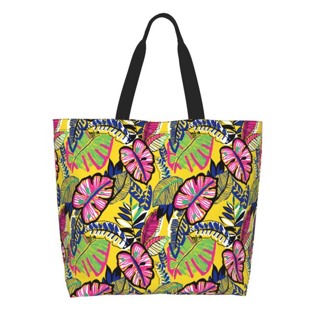 Easygdp Colrful Tropical Leaves Bolsas Tote para Mujer, Bolsos de Hombro para Viaje, Bolsos de Mano de Gran Capacidad para Compras y Trabajo