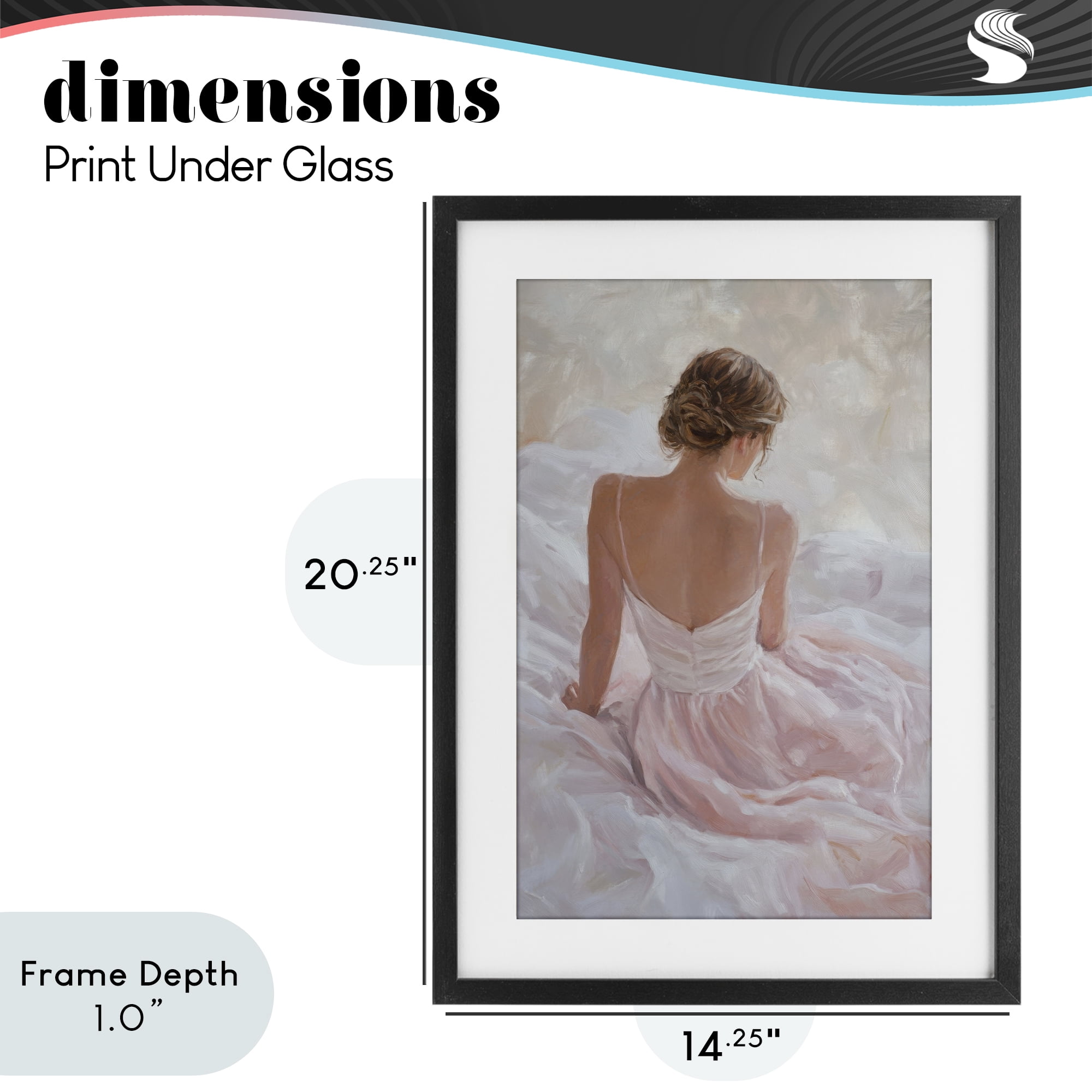 Stupell Industries Quiet Reflection in Pastel Pink Black Framed Print Under Glass, design by Petal Prints Design