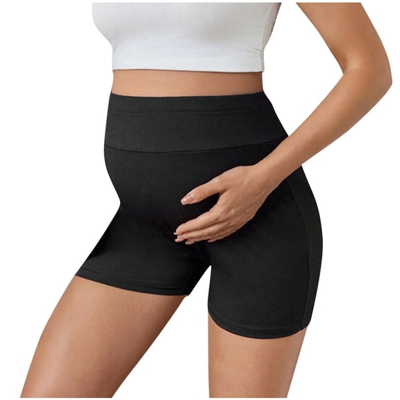 ZACPNCV Womens Seamless Maternity Boyshort Underwear Over Bump, Pregnancy High Waisted Shapewear Panties for Support Belly Black XL