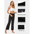 thumbnail image 4 of Womens Comfy Lounge Pants Loose Yoga Pants Cotton Blend Soft Drawstring Wide Leg Pants with Pockets, 4 of 6