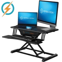 VersaDesk® 32" PowerRiser® Electric Height Adjustable Standing Desk Riser for Home Office, Black, w/ Keyboard Tray