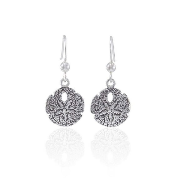 Sand Dollar 925 Sterling Silver Earrings Fine Beach Ocean Sea Life Jewelry