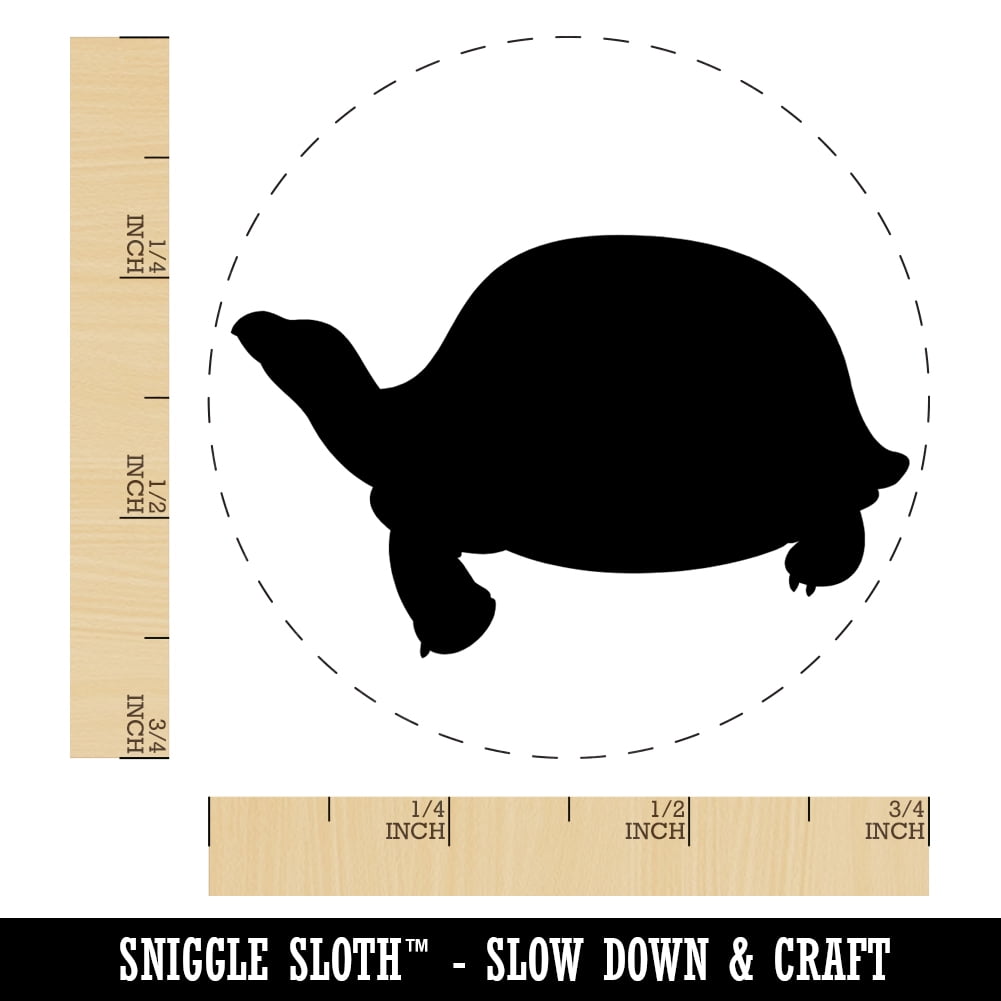 Tortoise Turtle Solid Self-Inking Rubber Stamp Ink Stamper - Blue Ink - Small 3/4 Inch