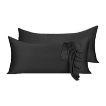 Unique Bargains 2 Pack Silky Satin Body Pillow Cases Black 21" x 48"