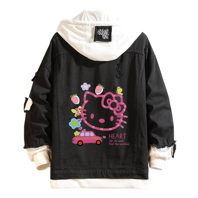 Women and men Cowboy Jacket Hello Kitty Hoodie Spring and Autumn KT Cat Sweet Top FJH