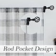 thumbnail image 5 of Bohogeo Gray Buffalo Checkered Sheer Kitchen Curtain, Farmhouse Plaid Rod Pocket Window Drapery 108 Inch Length for Bedroom Living Room, 2 Panels, 38"x108", 5 of 7