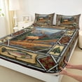 thumbnail image 3 of jejeloiu Safari Deer Elk Twin Sheet Sets,Nature Landscape Mountain Twin Fitted Sheet,Rustic Lake House Flat Sheet For Teens,Microfiber Bedroom Decor,3-Piece, 3 of 7