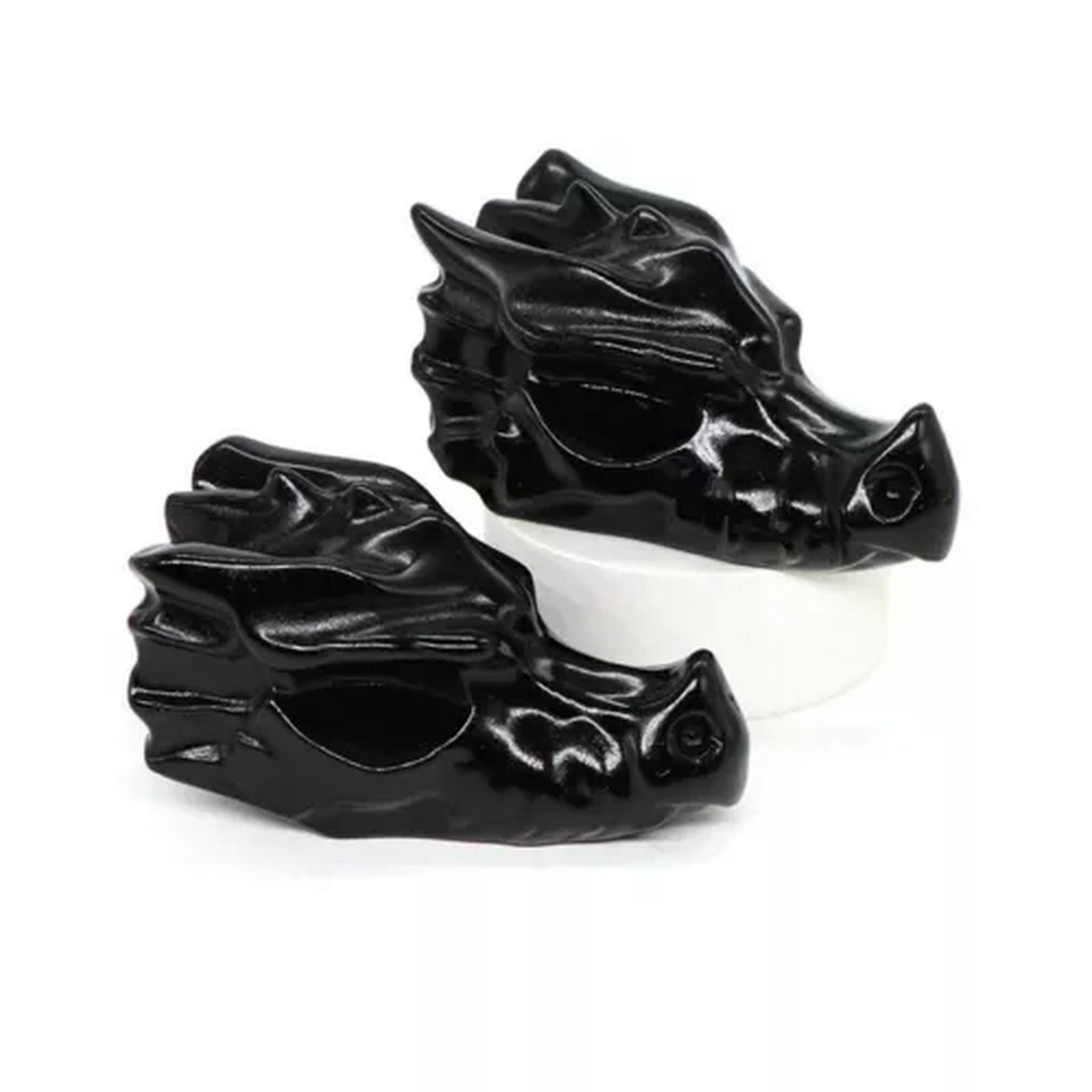 EOEMY 1.5’’ Natural Quartz Crystal Lifelike Dragon Head Skull Skeleton Figurine Gift-Black Obsidian Quartz-10Pcs