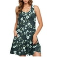 thumbnail image 2 of UPPADA Women Summer Casual Sleeveless Midi Dress Floral Print Pleated Tank Dresses Crewneck Loose Fit Boho Sundress Flare Tank Dress with Pockets Women's Clothes Multicolor,XXL, 2 of 5