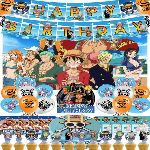 ONE PIECE birthday party supplies - ONE PIECE party decorations include balloons, banners, cupcake decorations, backdrops, etc. for kids