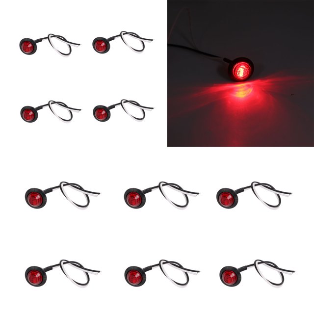 Marker 10pcs Side Marker Light 3LED IP68 Waterproof Round Clearance Indicator Taillight Universal for Truck Car RV