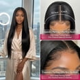 thumbnail image 4 of LAPTOM MAX 26-Inch 200% Density Glueless Human Hair Wig, Pre-Cut Lace Front, Pre-Plucked, HD Transparent, Straight Ready to Wear, 4 of 7
