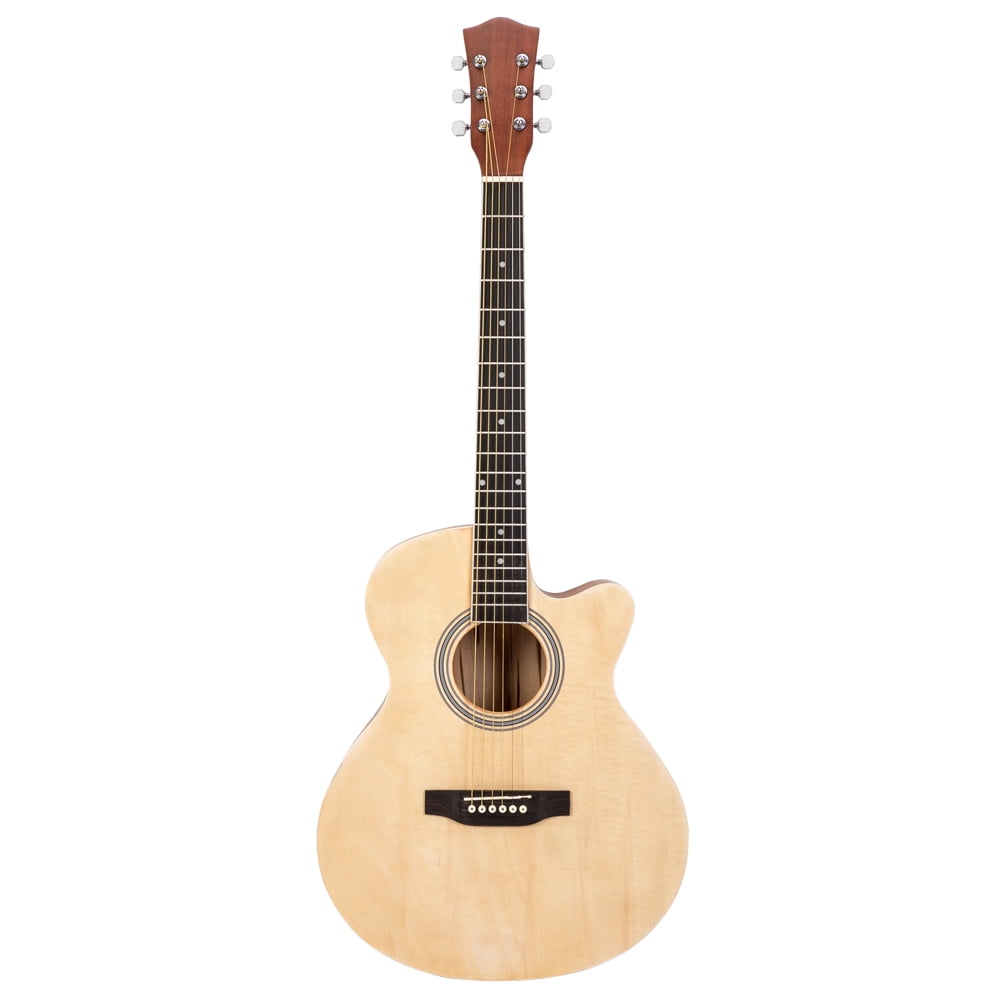 Kepooman Acoustic Guitar Beginner Adult Full Size 40 Inch Full Size Cutaway Acustica Guitarra Bundle Kit for Teen Student with Bag Cover Wrench Strings, Burlywood