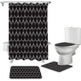 thumbnail image 2 of FMSHPON Black 4 Piece Bathroom Set Shower Curtain Bath Rug Contour Mat and Toilet Lid Cover, 2 of 7