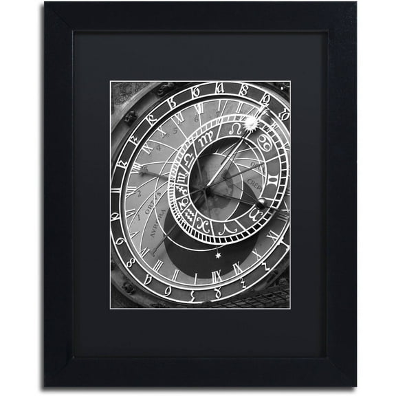 Trademark Fine Art "Astronomic Watch Prague 11" Canvas Art by Moises Levy Black Matte, Black Frame