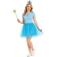 thumbnail image 4 of 5 Pcs Princess Costume & Accessories Set for Gir'ls, Crown/Brooch/Earring/Tutu Skirt Halloween Cosplay Dress Up (Blue), 4 of 7
