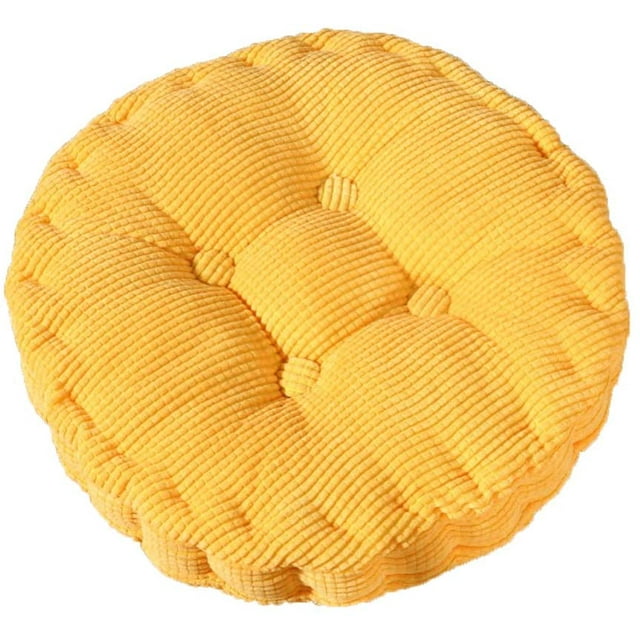 Cojín de silla, relleno grueso, acolchado, redondo, para comedor interior y exterior, cojín redondo, amarillo