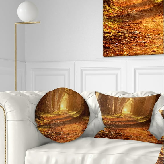 Designart Magic Morning at the Fall Park - Landscape Photography Throw Pillow - 12x20