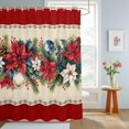thumbnail image 4 of Shower Curtains for Bathroom, Red Christmas Waterproof Fabric Shower Curtain, Xmas Botanical Poinsettia Blue Balls Decorative Bathroom Curtain for Bathtub, 72"x72", No Hooks Included, 4 of 9
