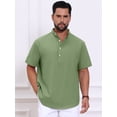 thumbnail image 4 of DARING DIVA Men's Solid Color Stand Collar Short Sleeve Henley Shirts XL Olive Green, 4 of 7