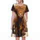 thumbnail image 1 of Balery Cow With Butterflies Lilies Vestidos sueltos de manga corta para mujer, vestidos de verano 2025, vestidos casuales de corte A con vuelo., 1 of 6