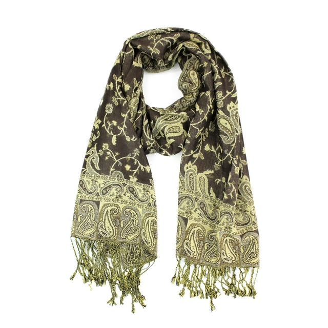 Paskmlna Châle Pashmina Cachemire Réversible Enveloppant Couleurs Élégantes (023-9Mocha)