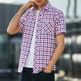 thumbnail image 4 of Awdenio Big and Tall Shirts for Men Plaid Short Sleeve Button Down Shirts Cotton Regular Fit Casual Gingham Shirts, 4 of 7