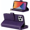 thumbnail image 3 of iPhone 12 Pro Max Phone Case Wallet for Women Men with Credit Card Holder, iPhone 12 Pro Max Crossbody Case with Strap Shoulder Lanyard, Zipper Pocket PU Leather Cases,6.7 Inch Purple, 3 of 14
