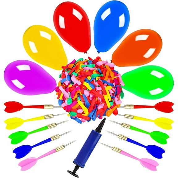 Dart Balloon Game Set with 500 Balloons & 10 Darts Plus Pump for Adults Carnival Party Outdoor Fun