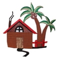 thumbnail image 1 of ID 1759 Beach Hut Patch Tropical Vacation House Embroidered Iron On Applique, 1 of 1