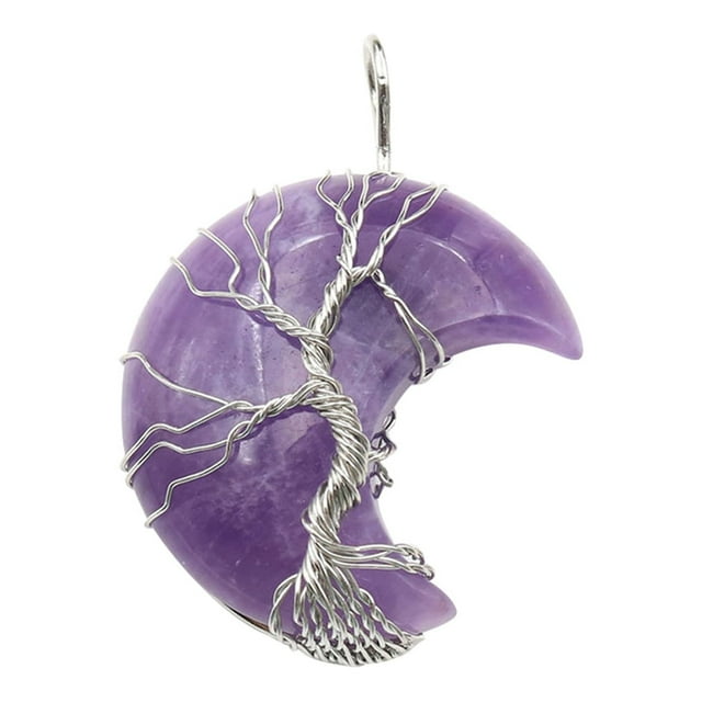 Xihbxyly Collar de Media Luna, Colgante de Piedra de Cristal Natural, Diseño de Color Único, Tacto Agradable, Regalo Perfecto para Cualquier Ocasión, Ideal para Los Amantes de La Joyería, Estilo Únic