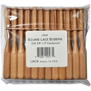 Lacis Square Lace Bobbins, 3/8" x 4", Hardwood, 24-Pack
