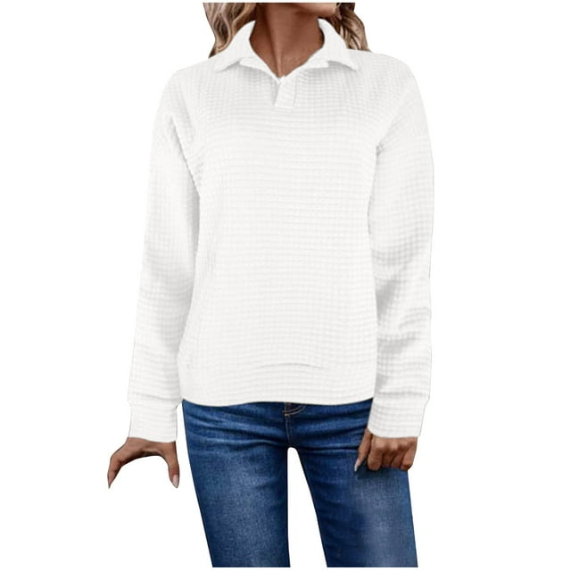 Timegard Sweatshirts pour Femmes Col Montant Manches Longues Ample Confortable Pull Tops Automne Hiver Mode