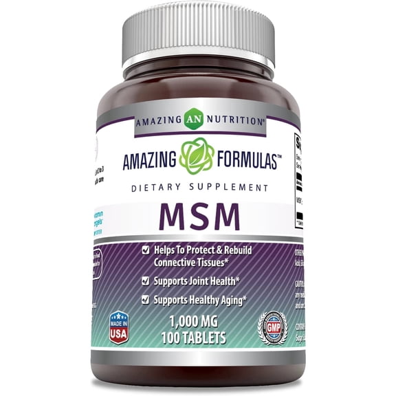 Amazing Formulas MSM 1000 Mg Per Serving 100 Tablets Supplement | Methylsulfonylmethane | Non-GMO | Gluten Free