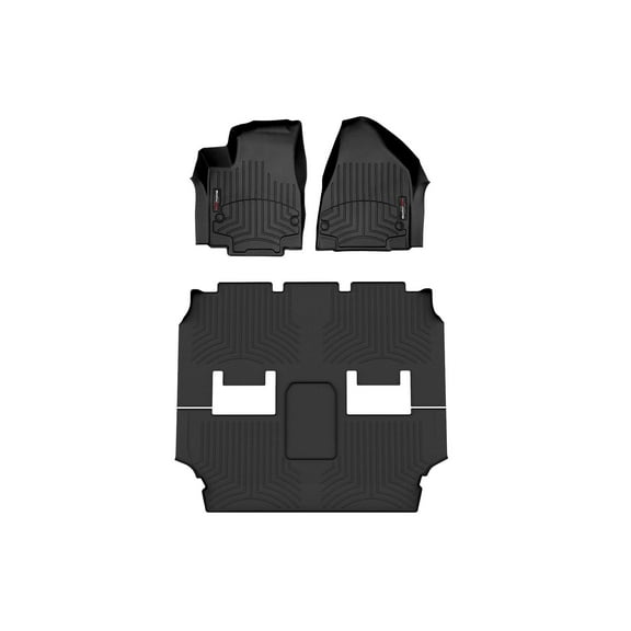 WeatherTech Custom Fit FloorLiners compatible with 2021-2024 Chrysler Pacifica - Complete Set (1st Row, 1-Piece 2nd/3rd Row), Black