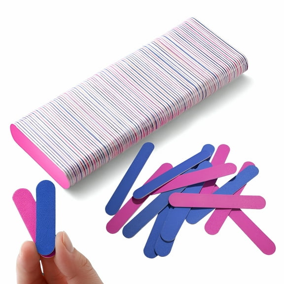 LAMIRO Mini Nail Files, 100 Pack 2 Inches Disposable Double Sided Emery Boards Manicure Pedicure Tools